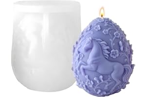 3D Egg Mold | 3D Horse Floral Embossed Egg Mould | Flexible Silicone Candle Mold | for DIY Chocolate, Fondant, Baking, Soap, 