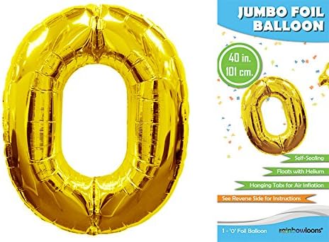 40 Inch Premium Giant Jumbo Mylar Foil Balloon (Floats with Helium) - Glossy Gold - Number 0