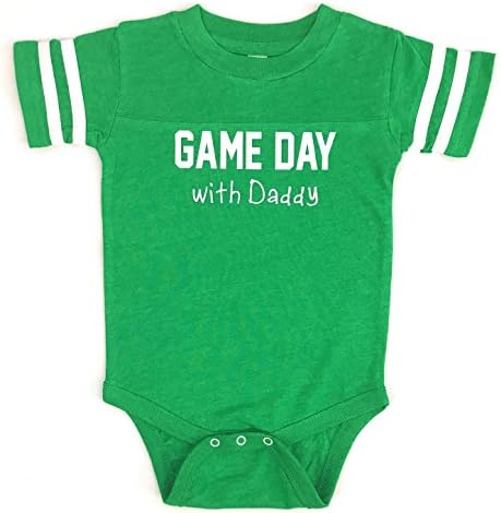 Lavender Rain Designs Game Day With Daddy Ultra Soft Baby Jersey-Style Bodysuit (12 Months, Kelly Green Heather)