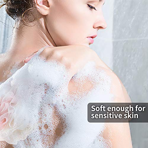 TOUGS Loofah Bath Sponge, Body Scrubber Mesh Pouf Shower Ball, Exfoliate, Body Scrubber Exfoliator, 4 Pack