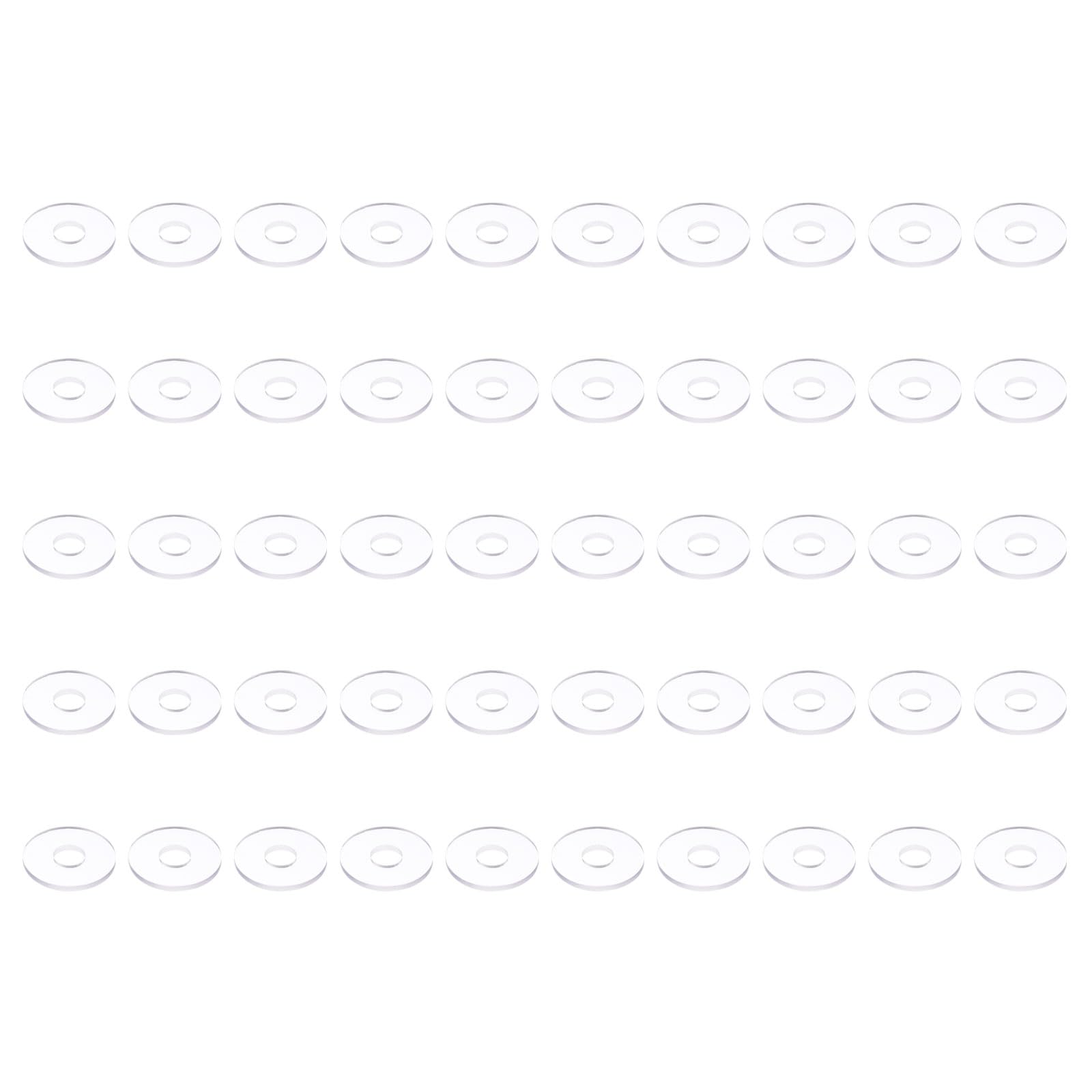 PATIKIL Nylon Flat Washers 6.5mm ID, 19mm OD, 1.6mm Thick M6.5 Metric Plastic Flexibility Gaskets Round Spacers-Applications for Faucet Valve Water Pipe Hose-[Qty 50 Clear]