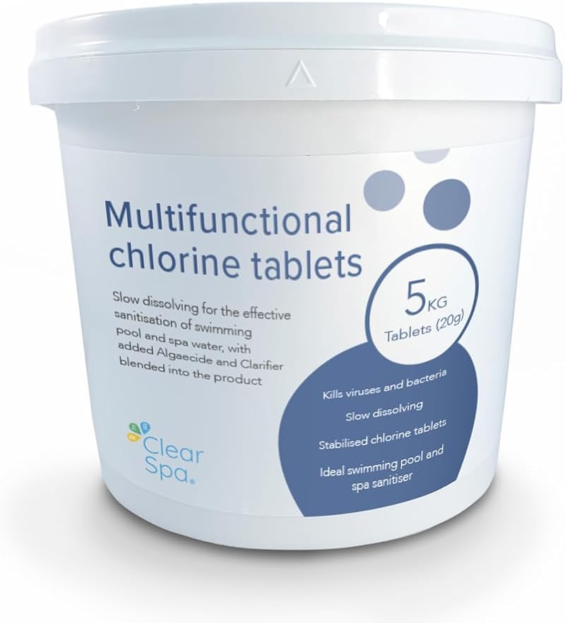 ClearSpa Multifunctional 20g Chlorine Tablets 5kg for Hot Tubs Pools