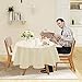 YEMYHOM 100% Polyester Spillproof Tablecloths for Round Tables 60 Inch Indoor Outdoor Camping Picnic Circle Table Cloth (Off White)