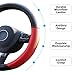 LotFancy Microfiber Leather Car Steering Wheel Cover, Universal 15 inch Fit for Car Truck, SUV, Breathable, Non-Slip Grip, Odorless, Black & Red