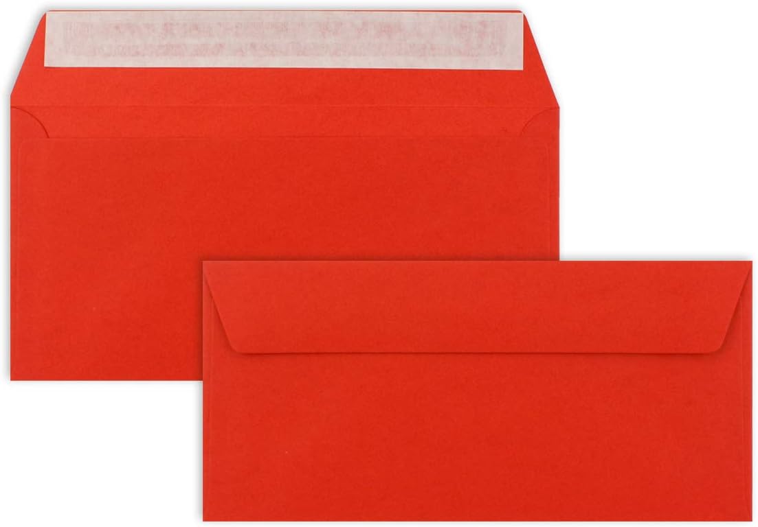 Envelopes DIN Lang, premium quality, 100 g/m², 110 x 220 mm, very dimensionally stable, pressure-sensitive adhesive