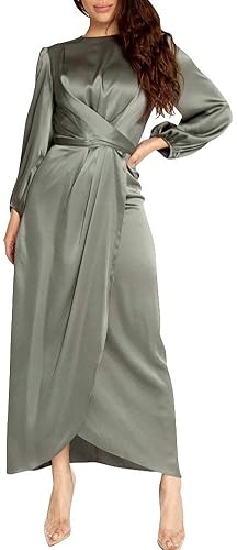 fitted lace wedding dress Amazon.com: PINUPART Women's Elegant Empire Waist Long Sleeve Satin Maxi  Dress Deep Jade S : Clothing, Shoes & Jewelry