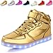 ANLUKE Kids High Top Light Up LED Shoes 11 Colors Sneakers as Gift for Boys Girls Men Women Gold 37