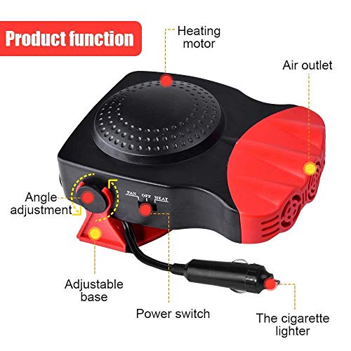 Colilove Car Heater, 2 in 1 Portable Car Heater Fan, Auto Fast Heating Car Heater with Heating & Cooling Function Defroster Defogger - 12V 150W, 3-Outlet Plug Adjustable Thermostat in Cigarette Light