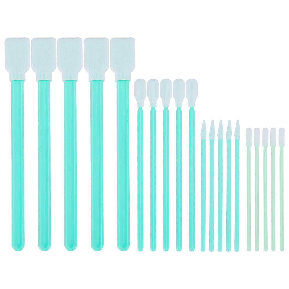 GORGECRAFT 100PCS 4 Styles Foam Cleaning Swabs Sticks Dust-Free Sponge Tip Swabs Kit Square Round Rectangular Cotton Buds for Scanners Electronics Lenses Printer Optics Lens Equipment Aquamarine