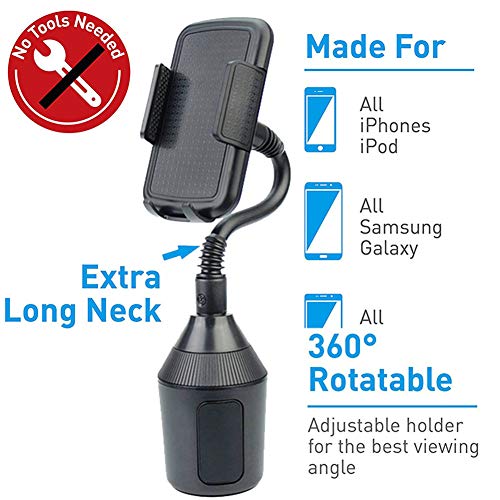 image for KIOOIK Car Phone Mount,Adjustable Gooseneck Cup Car Phone Holder Compa