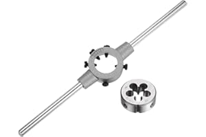 uxcell Die Stock Handle Wrench Set, 1/2-13 UNC Round Die and 38mm Die Holder (Fits 1/2"-5/8" (UNC/UNF) / Metric M12-M14 / 38m