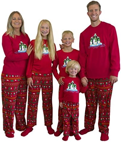 Matching Family Penguin Christmas Holiday Pajamas Set + Slipper Socks