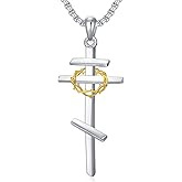 Lattd Orthodox Cross Necklace 925 Sterling Silver Russian Orthodox Cross Pendant Necklace Jewelry Gifts for Men, w/Stainless Steel Chain 22”+2”