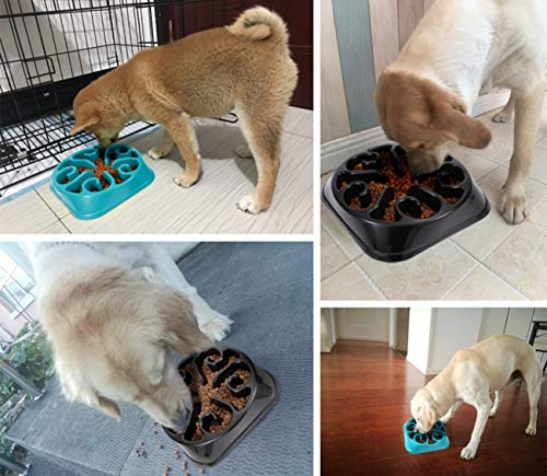 JASGOOD Large Dogs Bowl,Fun Slow Feeder Dog Bowl,Anti-Gulping Dog Slow Feeder Stop Bloat,Eco-Friendly Durable Big Pet Bowl(A-Black)