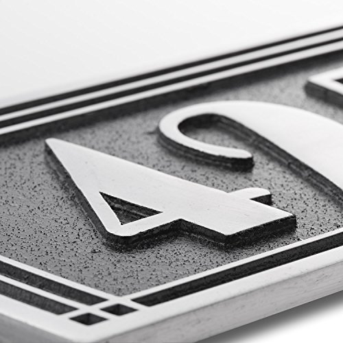 Art Deco Style House Address Plaque in Solid Cast Aluminium. This Hand Made in England Plaque is Created Especially for You to Your Specifications (230mm x 142mm)
