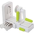 Farberware Professional Foldable Fruit And Vegetable Spiralizer Slicer Easy Store Fold And Lock With 4 Blades And Built In Blade Storage Caddy, White