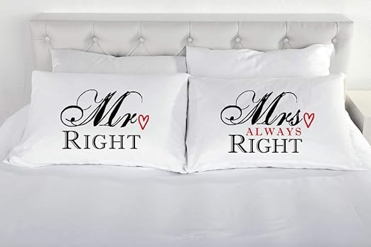 Mr Right Mrs Always Right Pillowcase Pair Of Couples Pillowcases