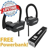 BTVibes Bluetooth Headphones Waterproof IPX7, Bluetooth Headphones with Mic, Bluetooth Headphones Running, Sweatproof, Best Wireless Headphones for Workout, Gym, Sports, Work - BONUS FREE Powerbank!!!