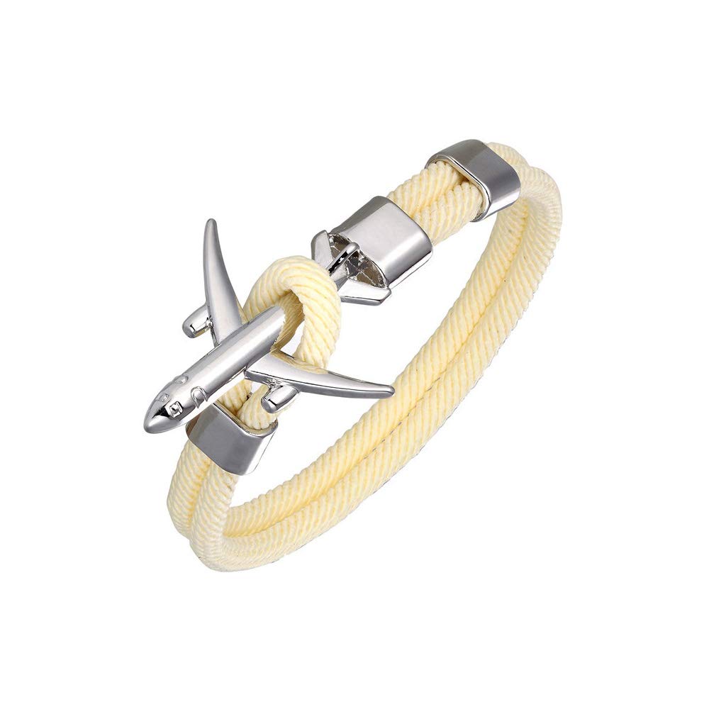 DonJordi Aeroplane Bracelet in Many Colours for Men and Women Made of Braided Rope with Aeroplane Clasp Made of Braided Sailing Rope – The Bracelet for All Pilots and Aircraft Fans, 23 centimeters,