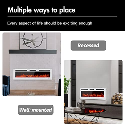 Maxhonor Chimenea Eléctrica Insertos Calentador Independiente para La Sala De Estar Chimenea Flotante con 12 Colores LED con Leños y Piedras, Calentadores Espaciales para Uso Interior, 1500W/750W,Blanco,60inch Maxhonor Chimenea Eléctrica Insertos Calentador Independiente para La Sala De Estar Chimenea Flotante con 12 Colores LED con Leños y Piedras, Calentadores Espaciales para Uso Interior, 1500W/750W,Blanco,60inch