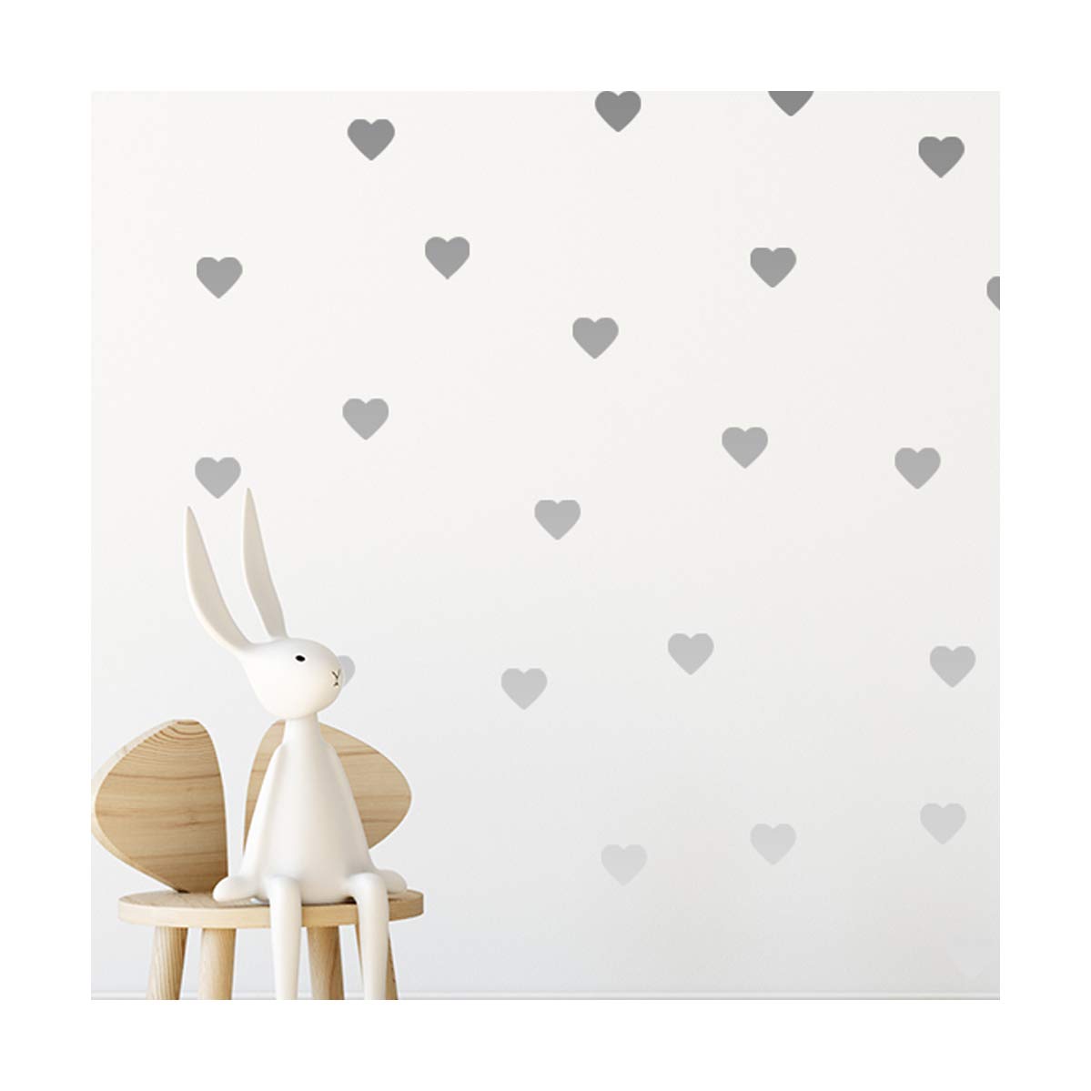 StickerDeen | Heart Shape Decoration Removable Wall Art Vinyl Decal Stickers | (Pack of 80) (Silver)