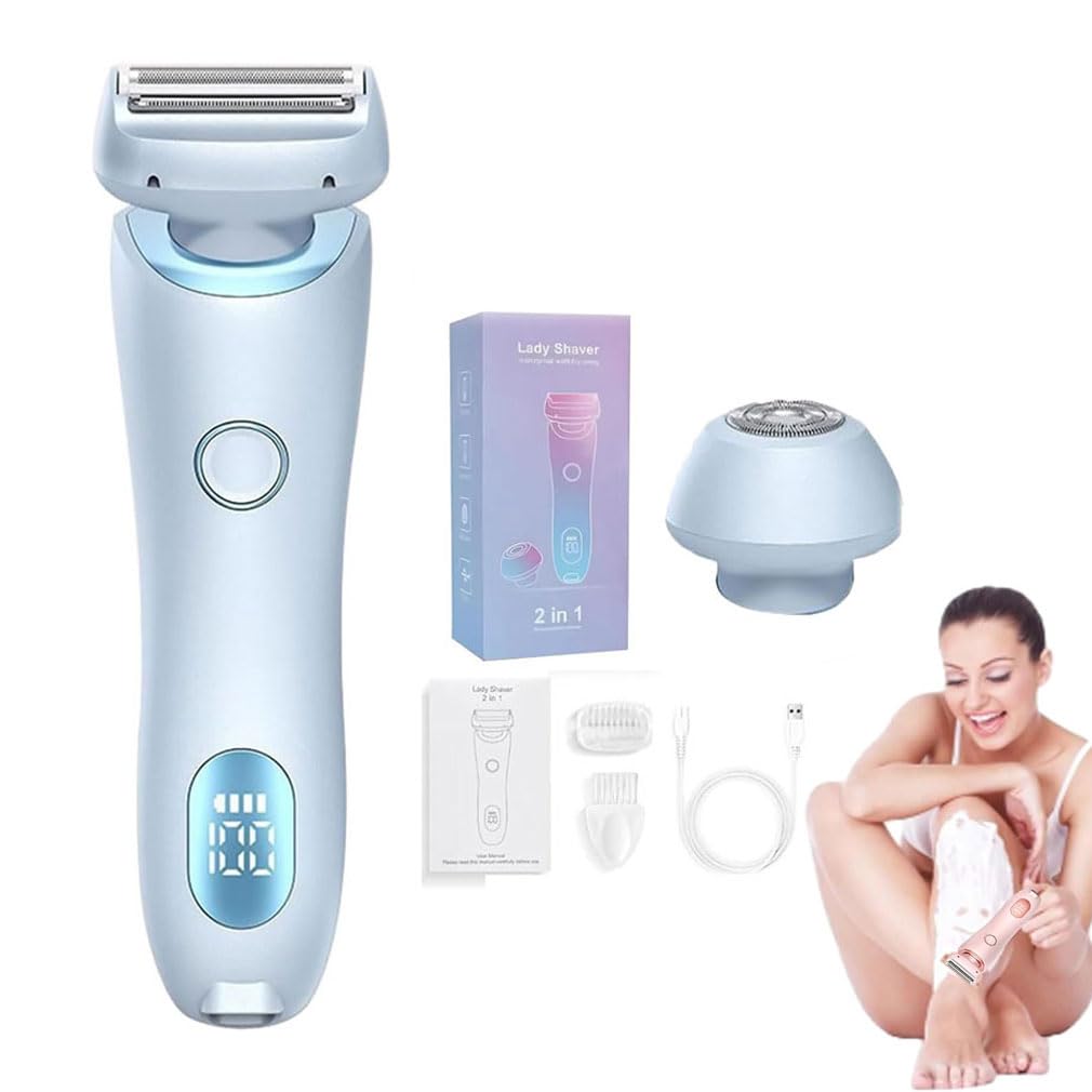 Modira Mermaid Shaver - Waterproof Electric Razor for Women, Cordless 2 in 1 Electric Lady Shaver, Rechargeable Painless Razor (Blue)