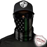 Sa Company Face Shield Micro Fiber Protect from Wind, Dirt and Bugs. Worn as a Balaclava, Neck Gaiter & Head Band for Hunting, Fishing, Boating, Cycling, Paintball and Salt Lovers. - Thin Green Line
