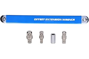 High Carbon Steel Extension Wrench Set Offset Ratchet Spanner Extender with Adapters Socket Durable Scalable Design