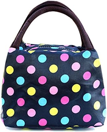 Airstomi Soft Tote Lunch Box Insulated Bag Girls Color Polka Dot Lunch Bag
