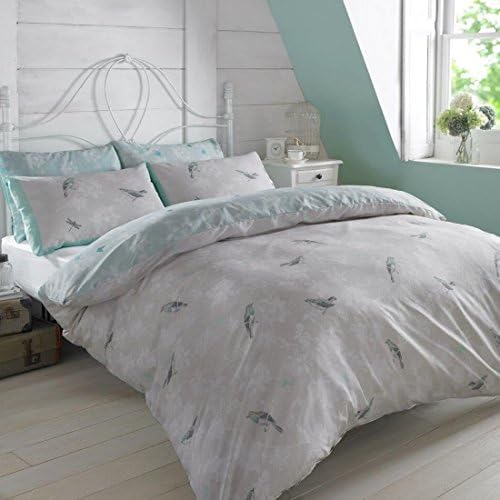 Dreamscene Vintage Birds Vintage Birds Mint UK King/US Queen Size Duvet Cover and Pillowcase Set