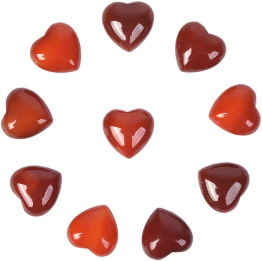 Amazon Com Justinstones Red Agate Carnelian Gemstone Healing Crystal 0 8 Inch Mini Puffy Heart Pocket Stone Iron Gift Box Pack Of 10 Home Kitchen