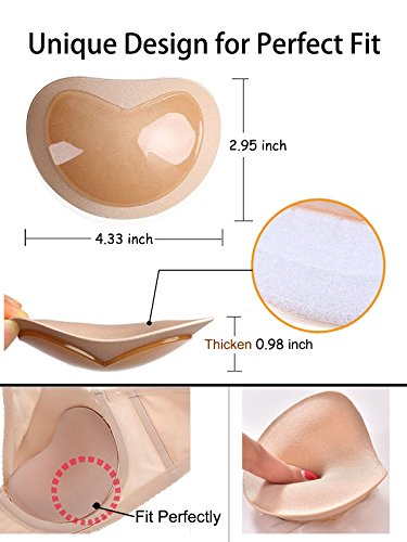 YLOVAN Adhesive Bra Pads Inserts Silicone Push Up Removable Pads for Sports Bra 2 Pairs