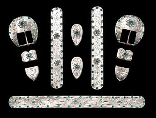7 Piece Silverstone Yearling Halter Trim Set Sage/Lavender Crystals Horse Tack