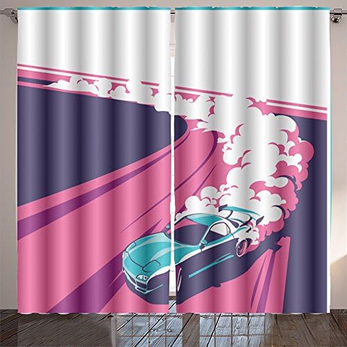 Jiahonghome Nature Decor Curtains burnout car japanese drift sport car street racing racing team turbocharger tuning vector