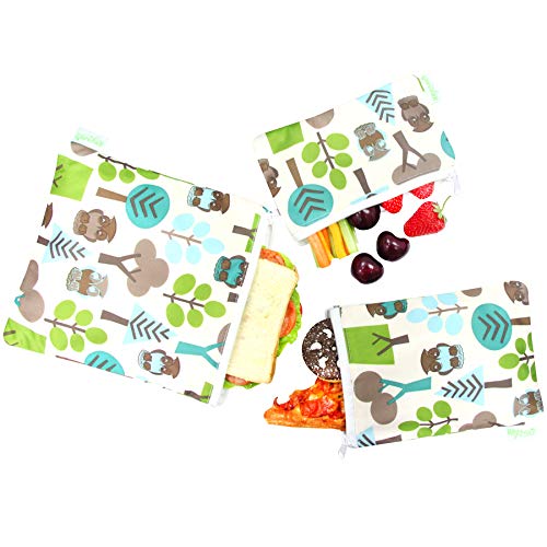 Wegreeco Reusable Sandwich & Snack Bags - Set of 3 - (Owl)