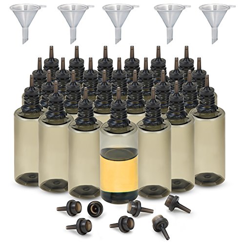 25pcs Wide Tip opening 30ML Empty Transparent Black PET liquid Dropper Bottles funnel squeezable Eye Liquid Container Pressure Rotary dropper bottles liquid dispensor (25X 30ml PET bottle)