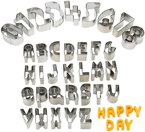 Mini Alphabet and Number Cookie Cutters Set 35 Pieces Stainless Steel Biscuit Cutters 26 Letters and 9 Numbers Cookie Mold Tools for Fondant Biscuit,Cake,Fruit,Vegetables,Dough Cut by Lubonaw