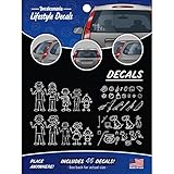 White Line Stick Figure Family Car Stickers DIY Kit