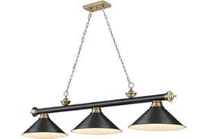 Z-Lite 2306-3MB-RB-MB15 Cordon Billiard Pendant, 3-Light 180 Total Watts, Matte Black & Rubbed Brass