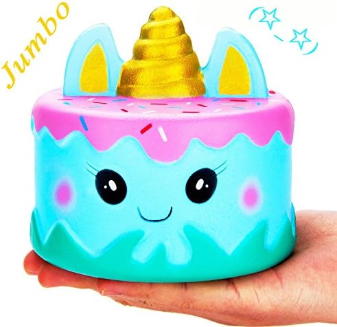 ORWINE 5pcs Jumbo Squishies Peach Lemon Ice Cream Cone Bun French Fries Squishies Slow Rising Squeeze Kawaii Squishies Scented Charms Hand Wrist Stress Relief Toys (blue)