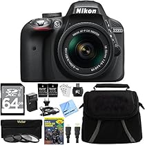 Nikon D3300 24.2 MP CMOS Digital SLR Camera Bundle with AF-S DX NIKKOR 18-55mm f/3.5-5.6G VR II Zoom Lens, 64GB SDXC Card and Accessories (Black)