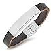 Forevergifts USA Free Engraving - Stainless Steel with Genuine Leather Id Bracelet