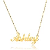 Hidepoo Ashley Necklace - 18K Gold Plated Name Necklace Ashley for Women Jewelry