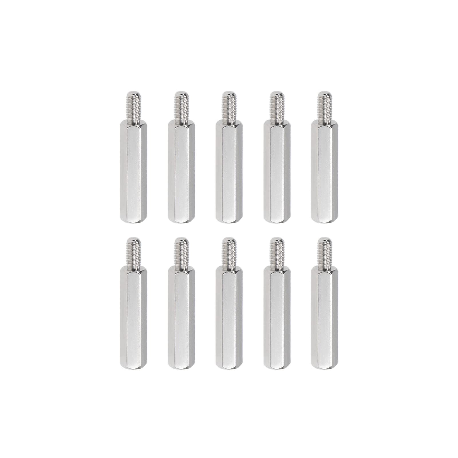 YOKIVE 10 Pcs M3 Standoff Screws, Nickel Plated Hex PCB Standoffs, Keep Height Consistent, Great for Motherboard (Silver Tone, 20mm+6mm)