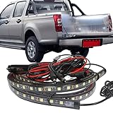 QLEE 2pcs Led Pickup Bed Light Strip 51 Inch Remote Control Truck Bed Lights Whi