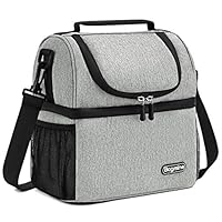 Insulated Lunch Bag for Meal Prep, Bagmine Adult Large Lunch Box for Men Women with Waterproof Zipper & Leak-proof Inside Cooler Bag with 2 Spacious Compartment for For Work, School, Camping Beige