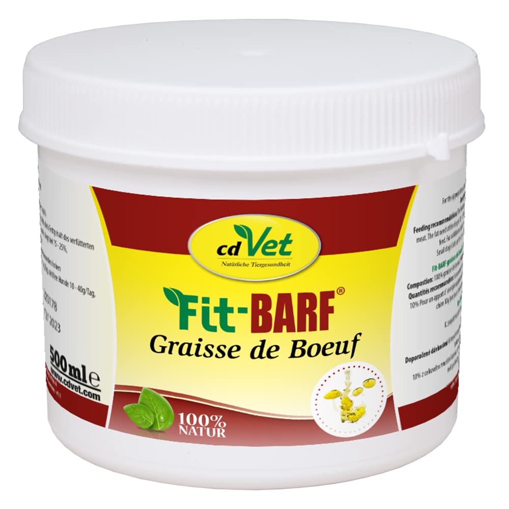 cdVet Naturprodukte Fit-BARF Bovine Fat 500 ml - Dog & Cat - liver & kidney - metabolism - fat content - skin health - fat requirement - raw feeding - BARF -