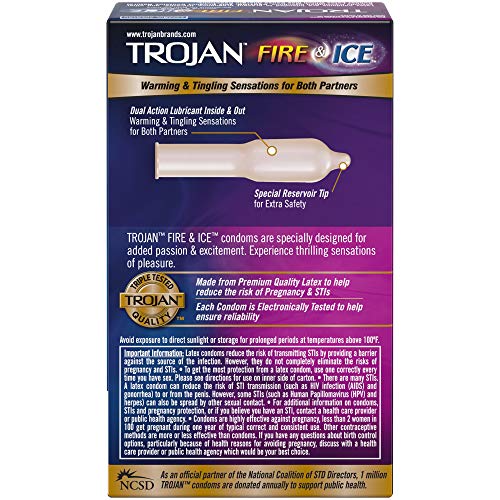 image for Trojan Pleasures Fire and Ice Dual Action Lubricated Condoms, 10ct, Bl