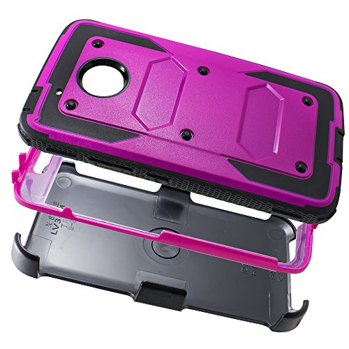 Value Pack Cables + for 5" Motorola MOTO E4 motoe4 case Phone Case 360° Cover Screen Protector Clip Holster Kick Stand Armor Shock Bumper (Peach Black) - Thumbnail 2