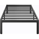 LAKKURI 12 Inch High Twin XL Bed Frame No Box Spring Needed, Platform Metal XL Twin Bed Frame, Heavy Duty, Easy Assembly, Noise Free, Black